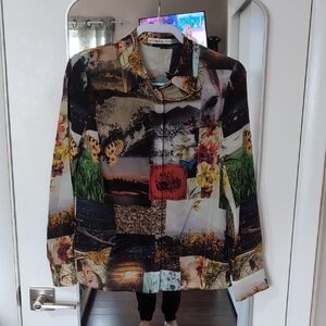 Alice + Olivia Multicolor Collage Blouse